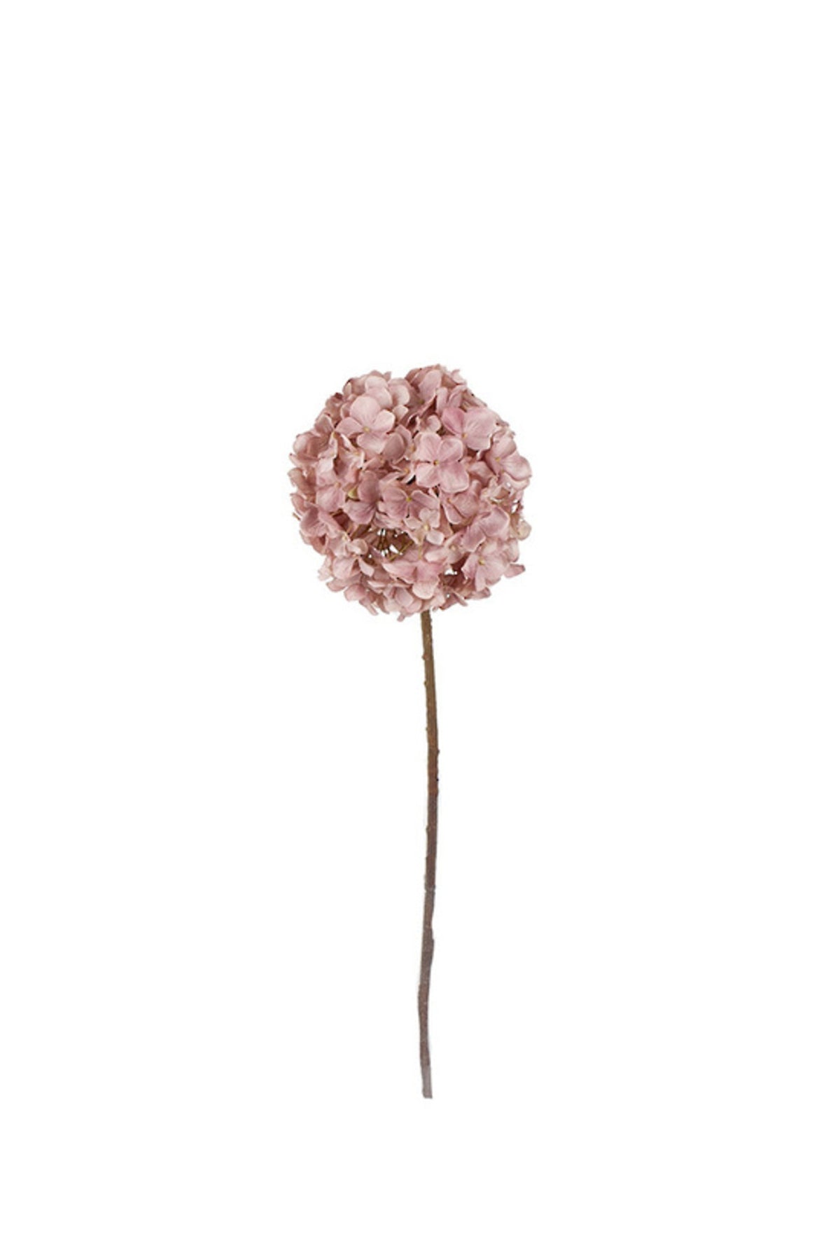 Hydrangea spray in dusky mauve, 70cm faux stem with one full mophead bloom