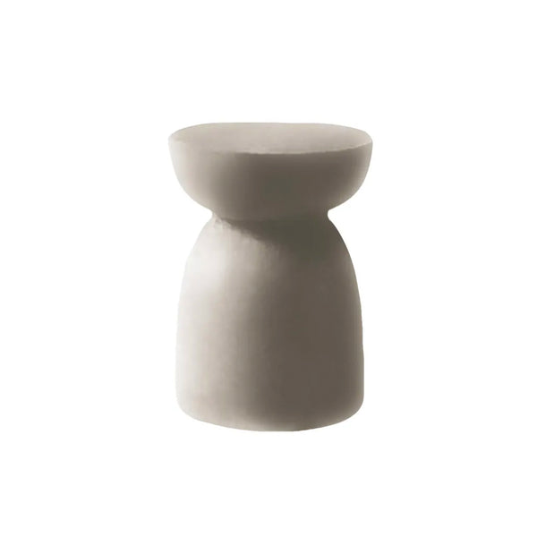 A Flux Home Pedestal Side Table - Stone / Black on a white background.