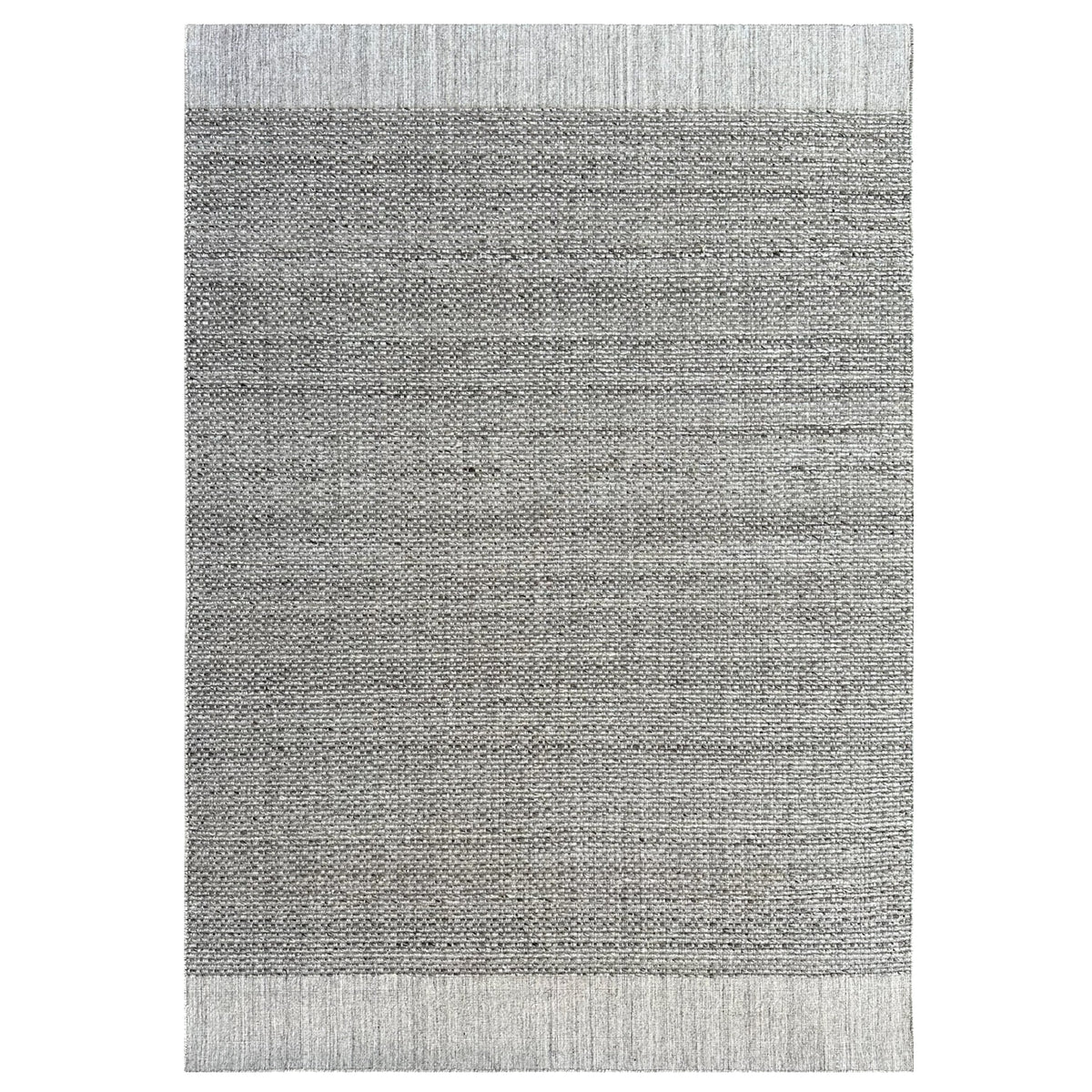 Latitude Cobblestone Rug in flecked grey with a ribbed hand woven texture, shown flat