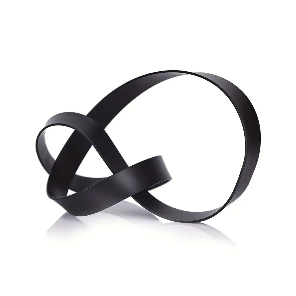 Infinity Loop Life Sculpture in matte black on a plain white background