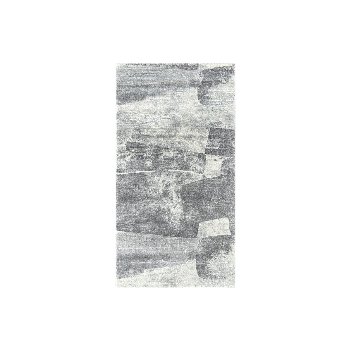 Grey abstract rug shown in the 80 x 150 cm size