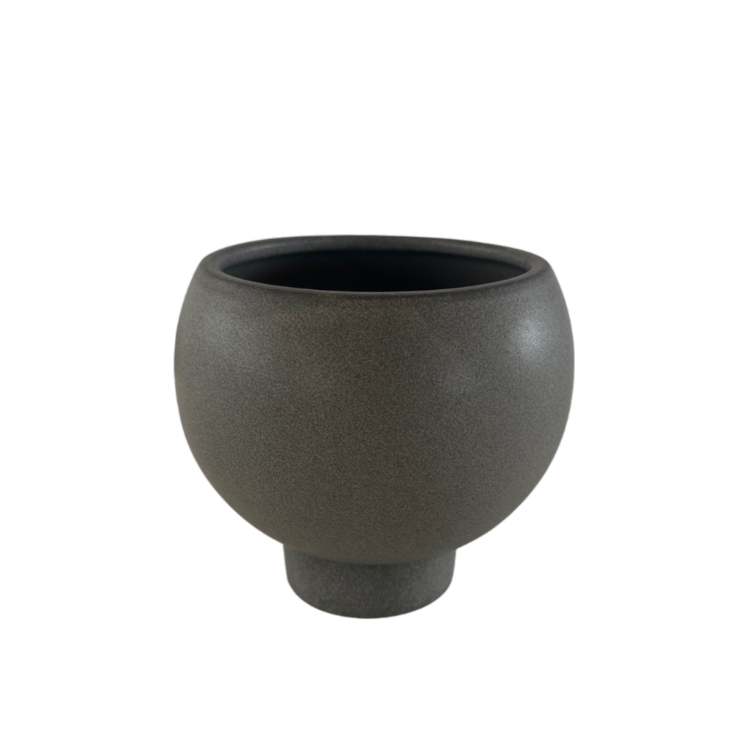 Orbit Planter Slate – Curved Stoneware Pot with Reactive Glaze