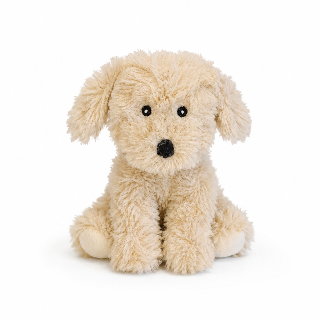 Milo the Puppy Mini soft toy by Lily & George, small fluffy golden plush puppy sitting with floppy ears