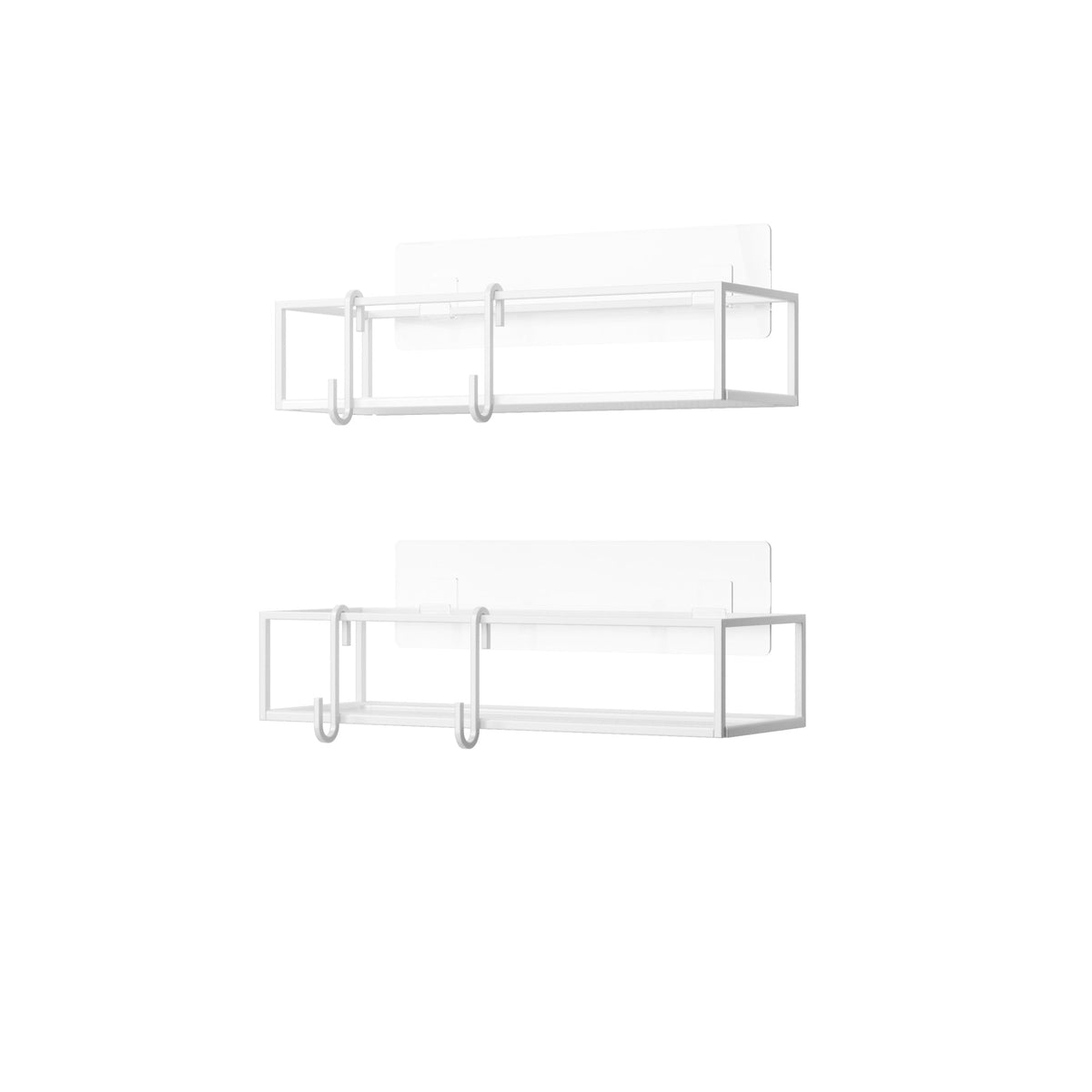 Umbra Cubiko Shower Bins, Set Of 2 with adhesive installation on a white background.