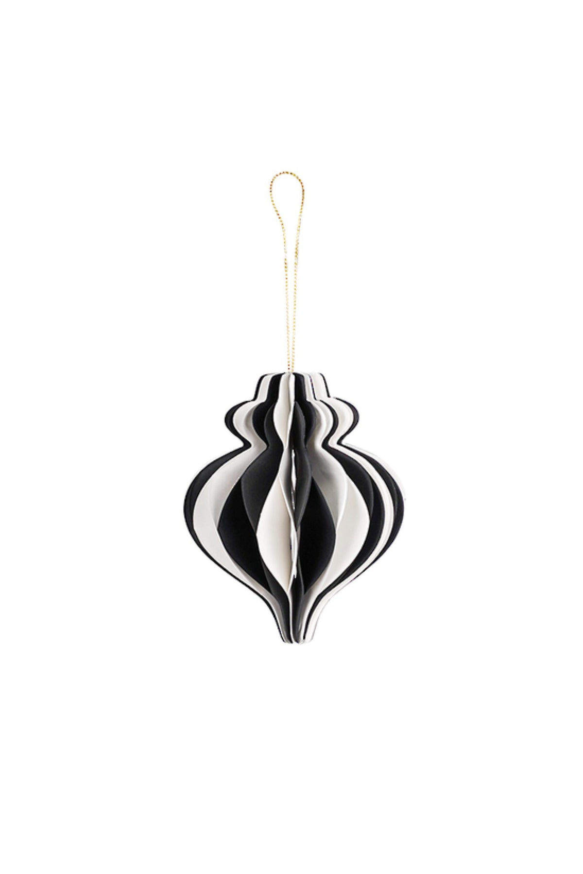 Black and white striped honeycomb paper finial Christmas decoration, 10cm