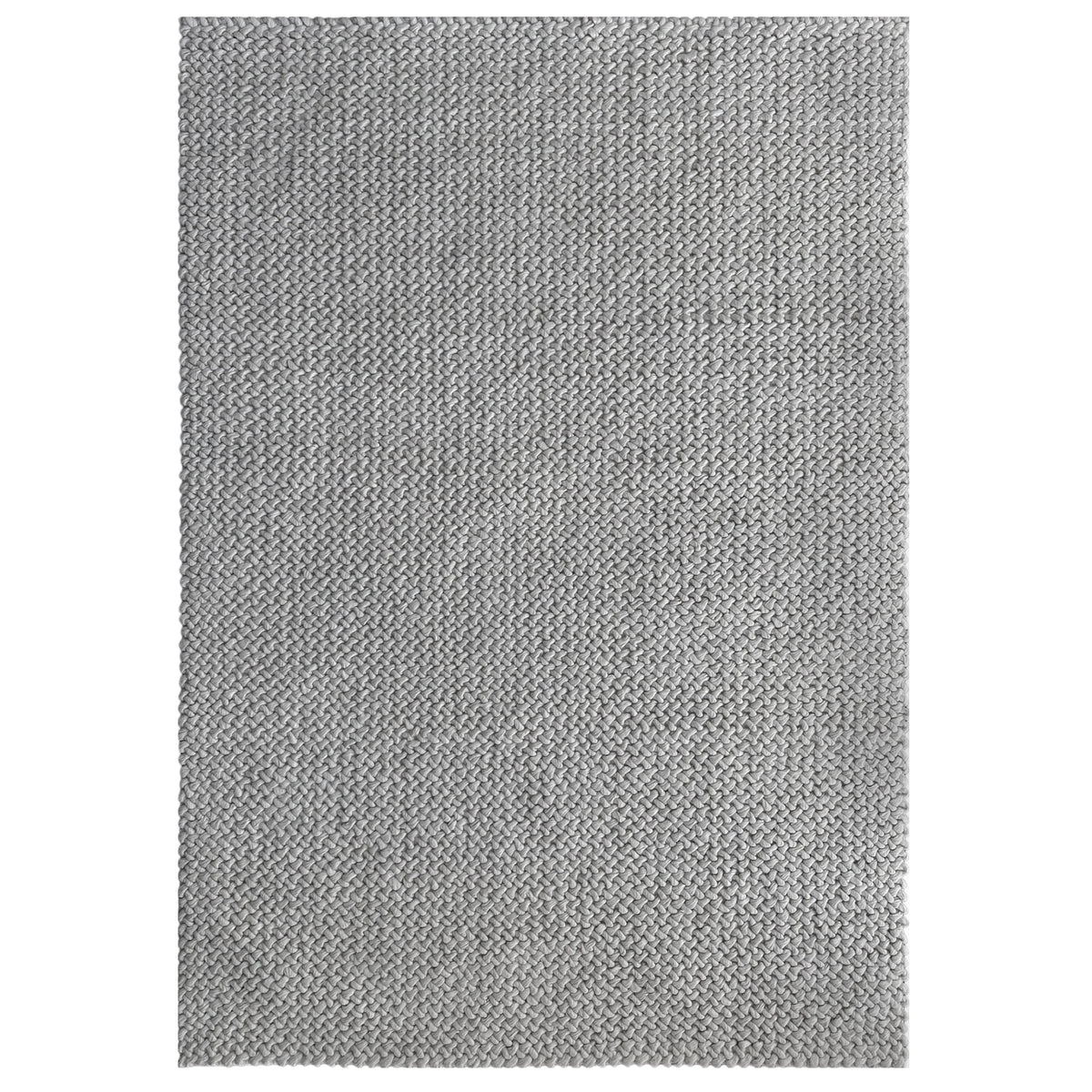 Norfolk Grey Rug with a chunky braided weave in mid grey, shown flat on white