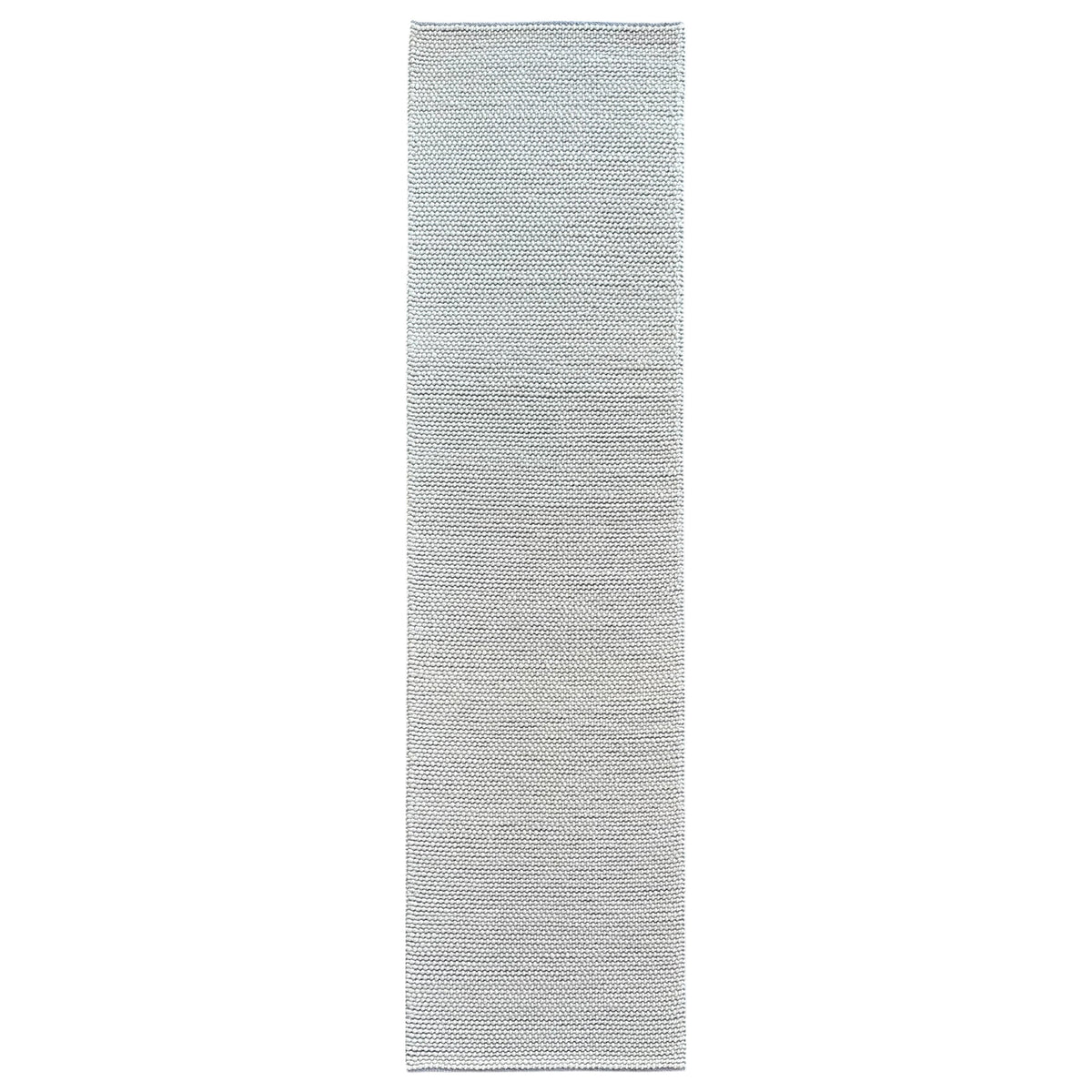 Grey loop rug in the 80 x 300 cm runner size, shown flat