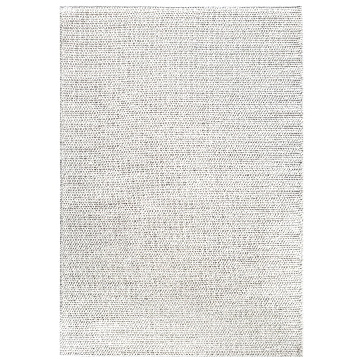 Ollis Loop Ivory Rug, a chunky hand woven wool loop rug in ivory, shown flat