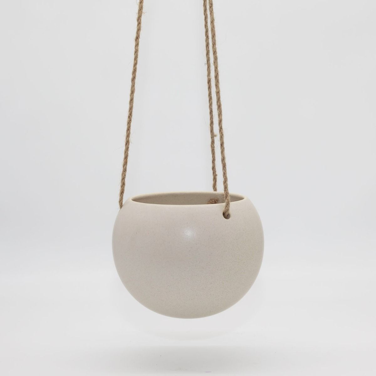 Orbit Hanging Planter – Oatmeal Stoneware with Matte Reactive Glaze (Small & Large)