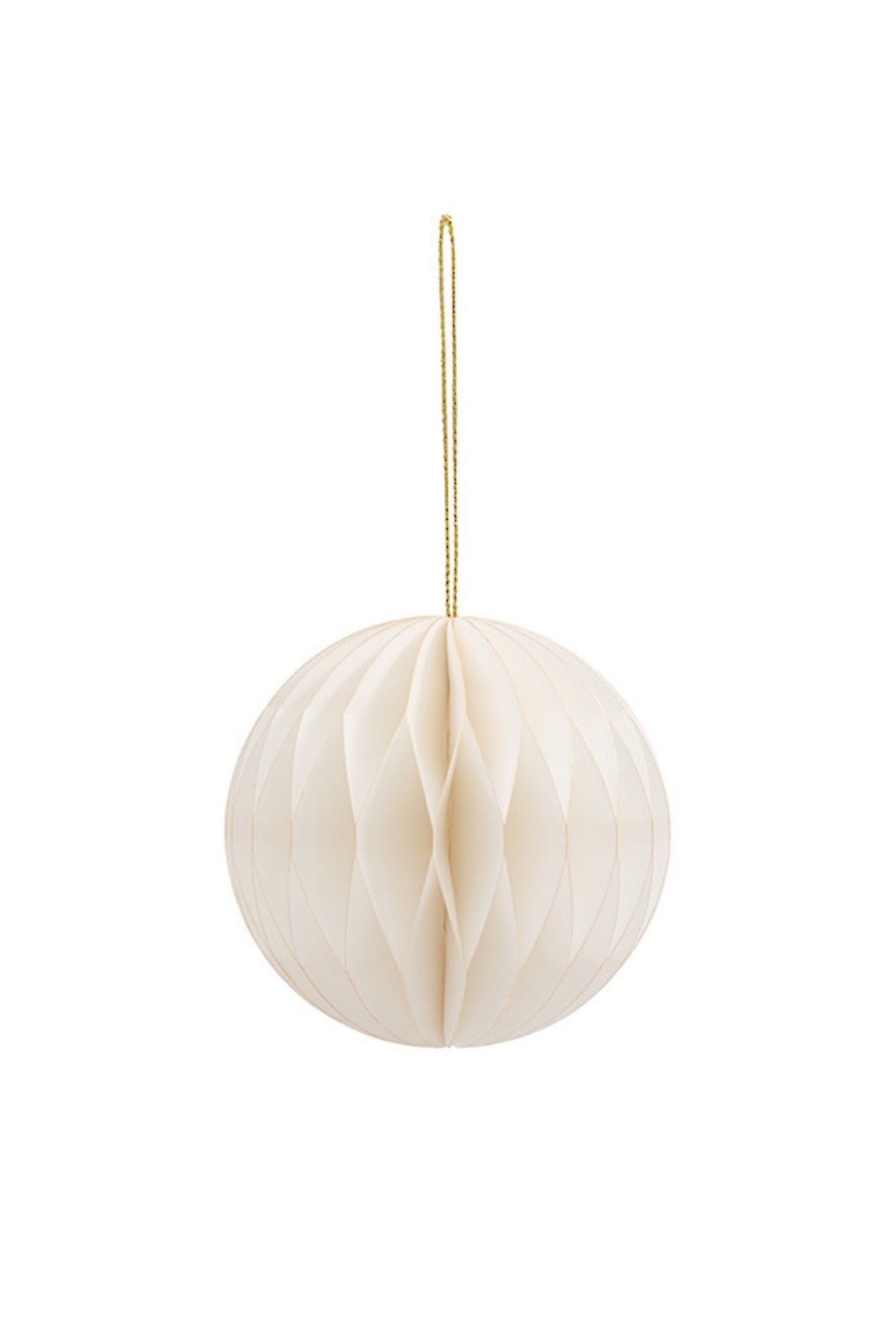 Round honeycomb paper ball Christmas decoration, off white