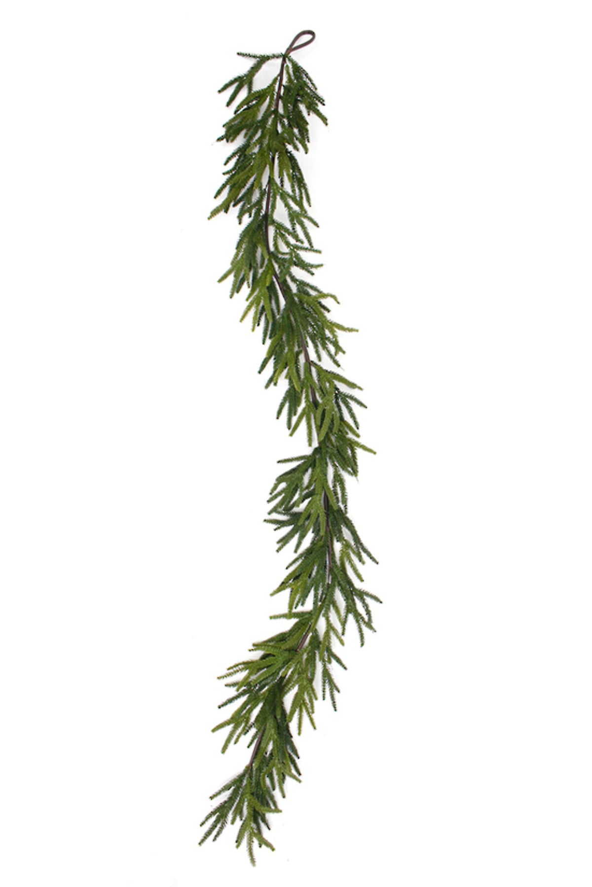 Loose, trailing artificial pine garland with long green needles, 1.5m