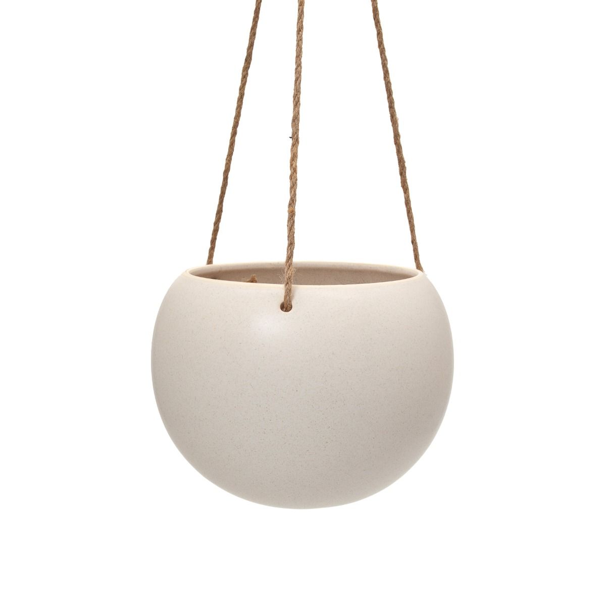 Orbit Hanging Planter – Oatmeal Stoneware with Matte Reactive Glaze (Small & Large)