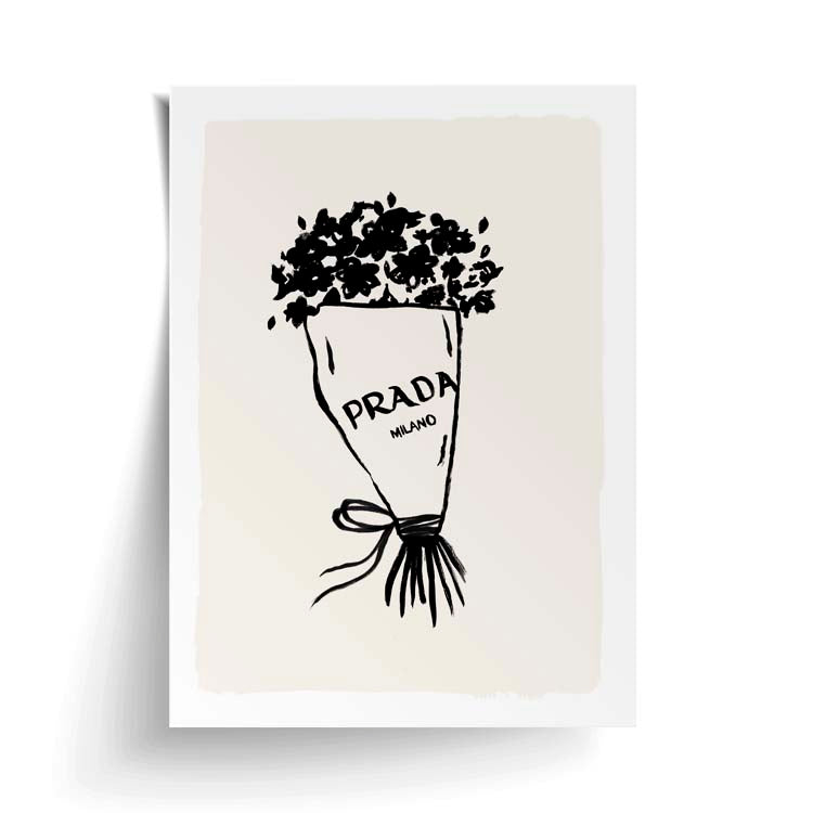 Prada Flowers print unframed, shown as a loose sheet with a lifted corner