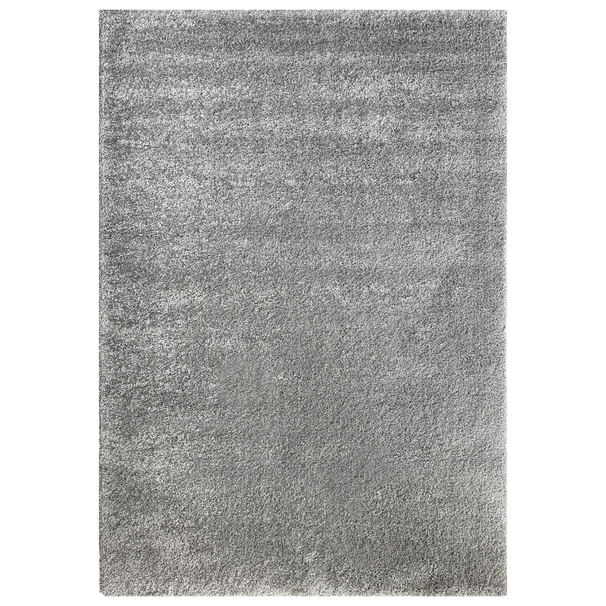 Remi Concrete Rug in mid grey with a soft plush pile, shown flat on white