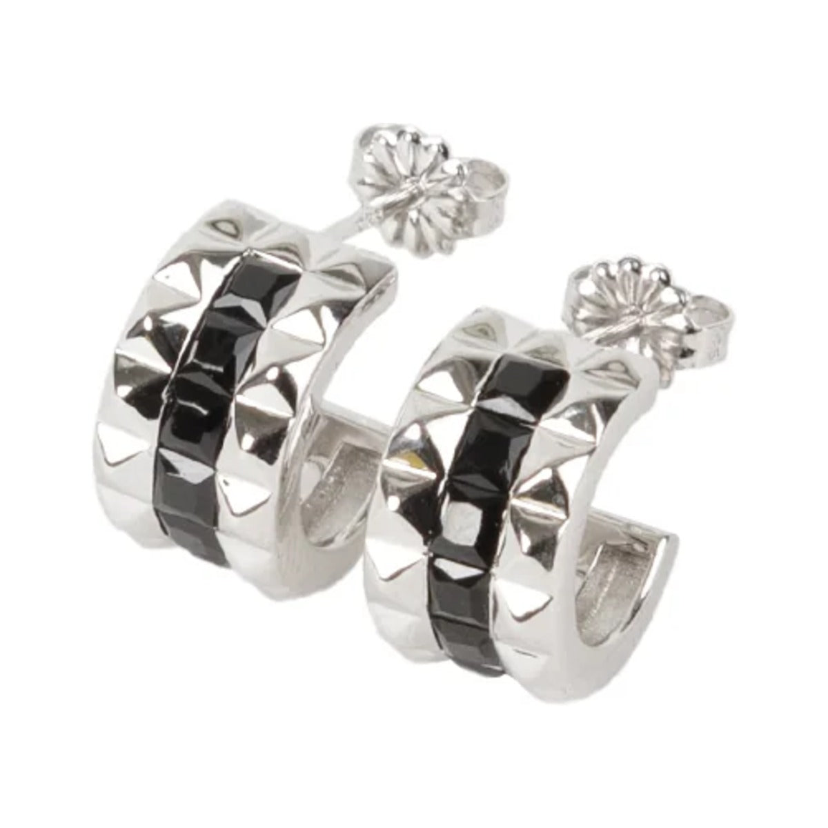 Silver / Black Rock Me Hoops at an angle
