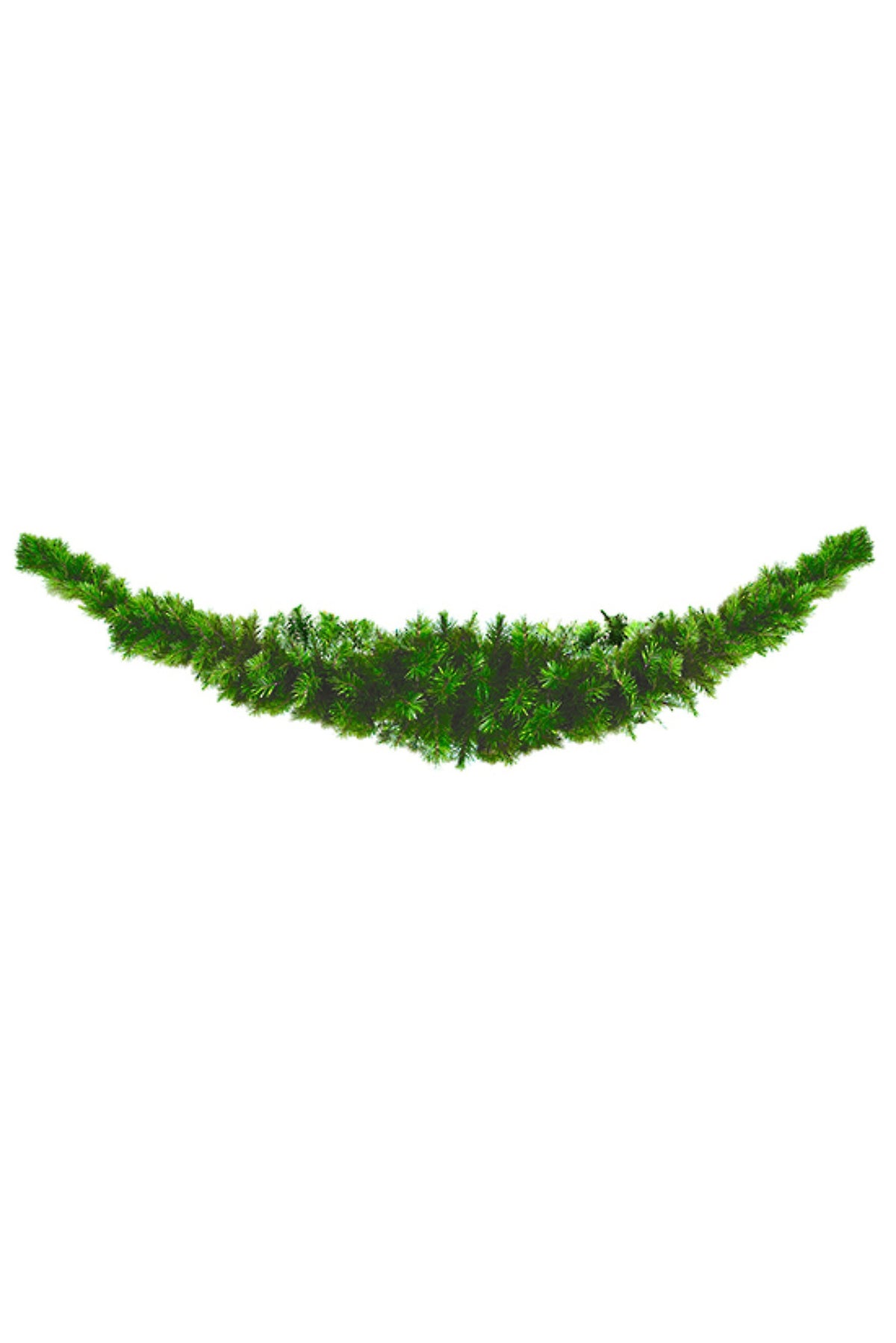 Curved artificial Royale Christmas swag in deep green, fuller in the centre with tapered ends, 1.8m