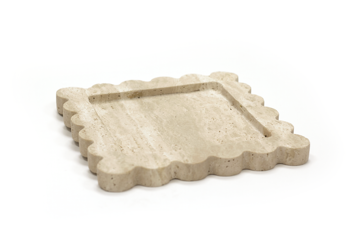 Scalloped Travertine Tray – Organic Stone Styling Piece