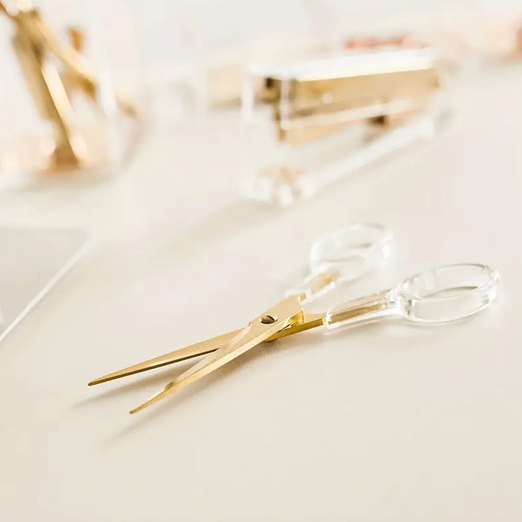 Acrylic Gold Scissors – Luxe Clear Desk Scissors