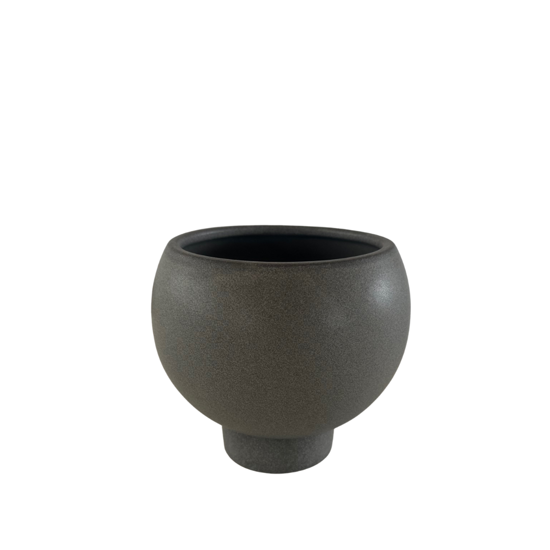 Orbit Planter Slate – Curved Stoneware Pot with Reactive Glaze