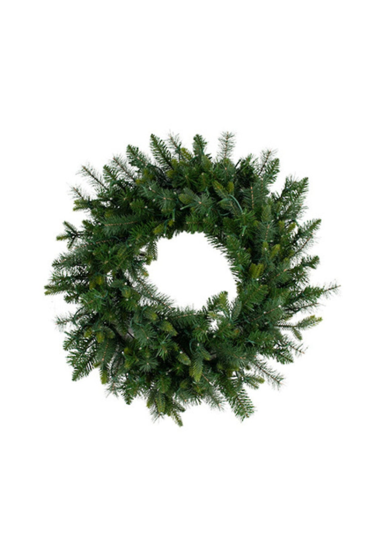Large artificial spruce Christmas wreath with built-in warm white micro LED lights, 76cm