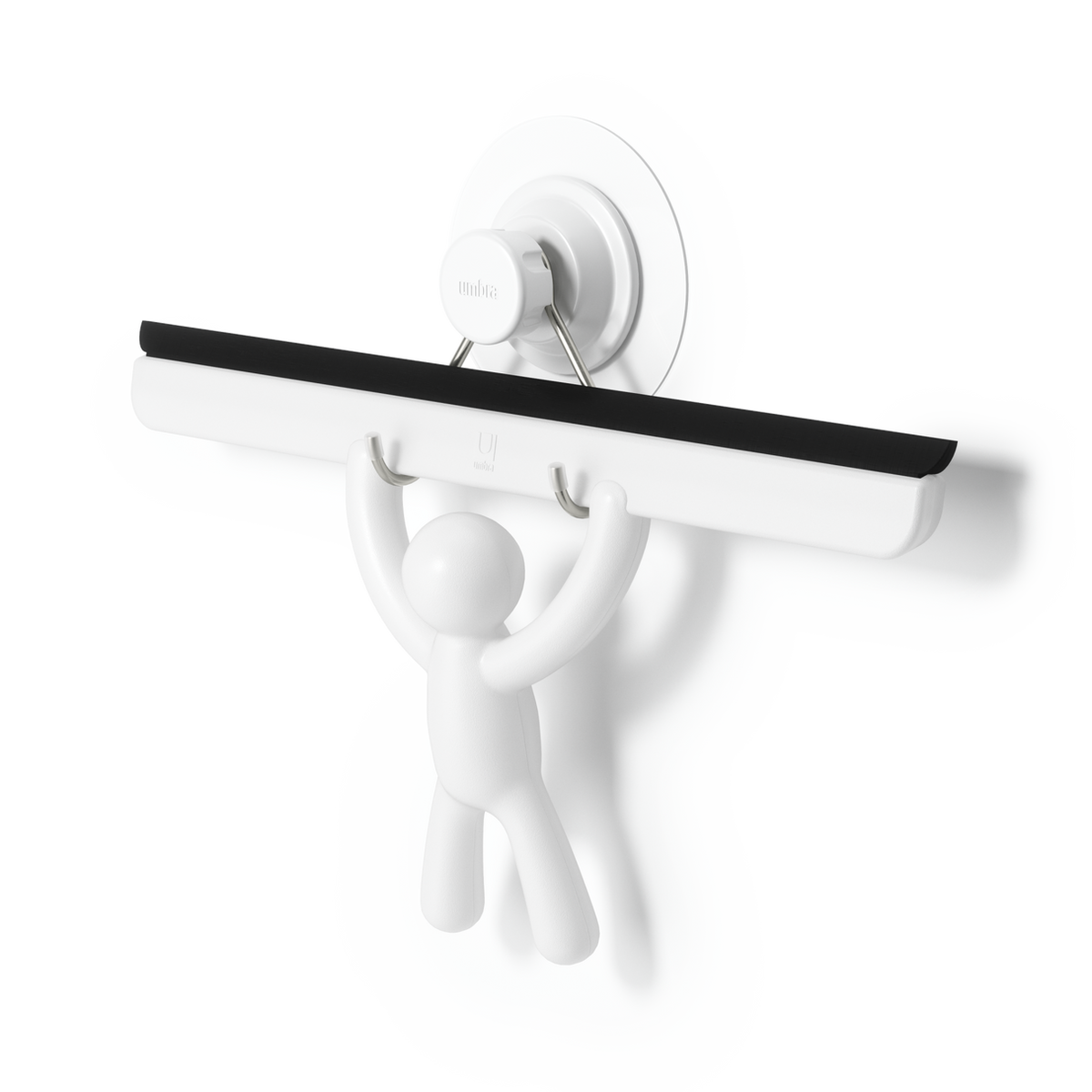 Close detail of the flexible silicone blade on the Umbra Buddy Squeegee, designed for streak free glass