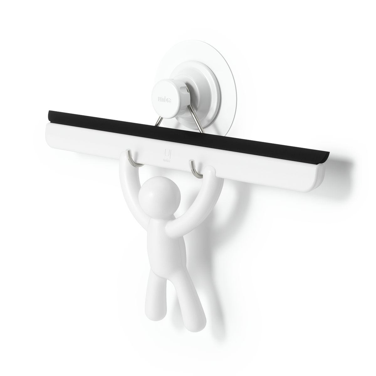 Close detail of the flexible silicone blade on the Umbra Buddy Squeegee, designed for streak free glass