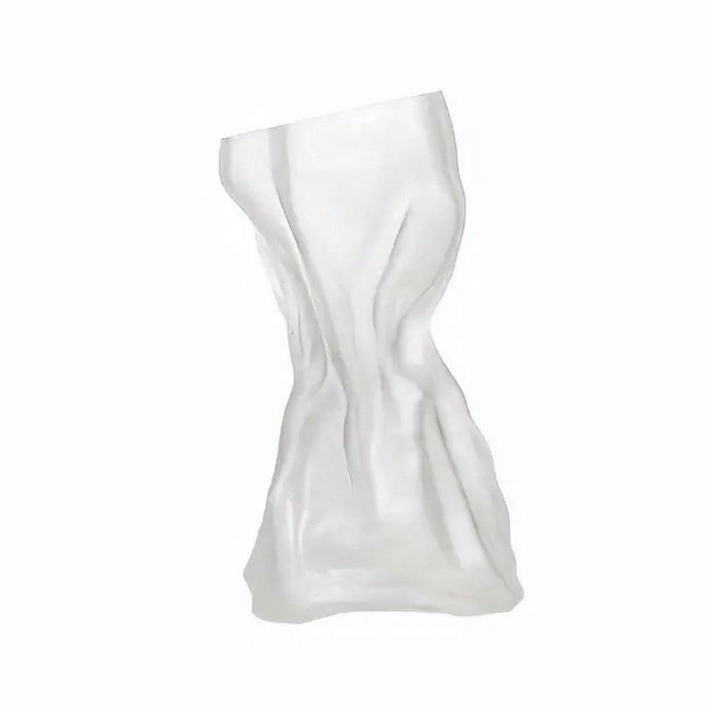 Frosted crinkle vase shown alone against a soft white background