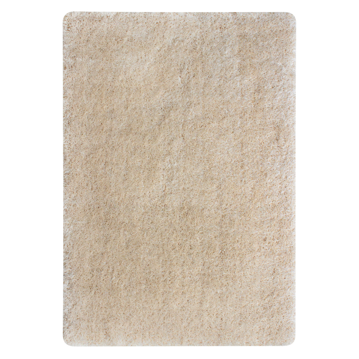 Venus Beige Rug, a warm beige deep shag pile rug shown flat on white