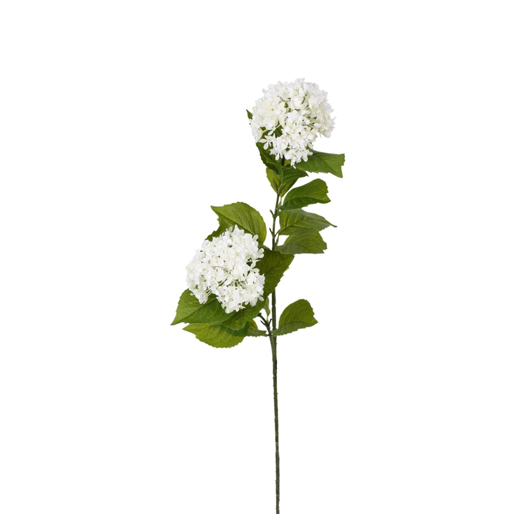 Viburnum Spray, White 86cm Faux Stem, 2 Heads