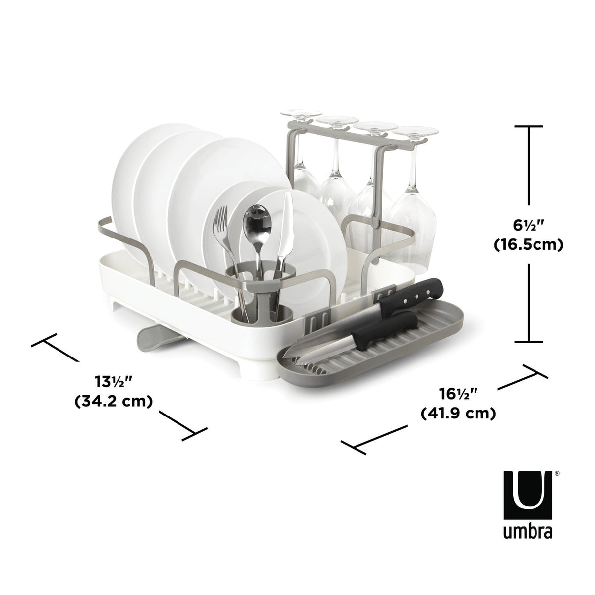Holster dish rack dimensions: 41.9cm long, 34.2cm deep and 16.5cm high