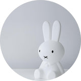 A medium-sized white bunny sitting in a circle on a table, featuring a Miffy Star Light - DIMMABLE, MOOD LIGHTING design by Mr Maria.