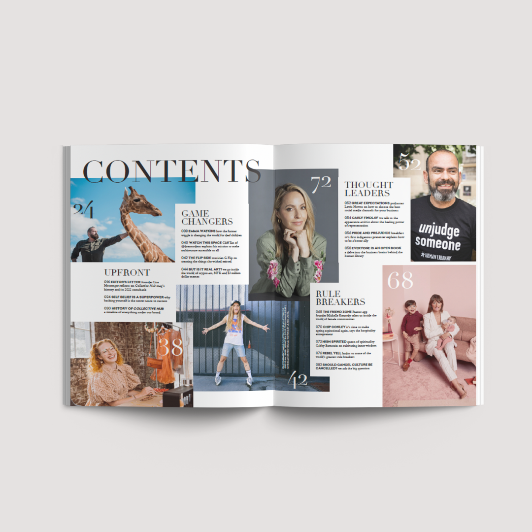 Collective Issue 55 open at its contents spread