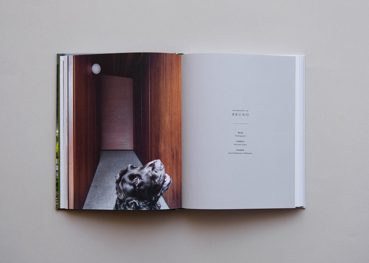 Resident Dog open to a full-page portrait of a shaggy dog