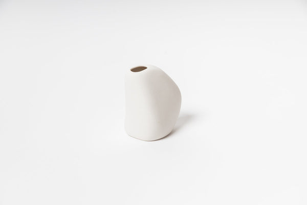 A Harmie Vase - Pod - White, hand-crafted by Vietnamese Artisans and displayed on a white surface, made by Ned Collections.
