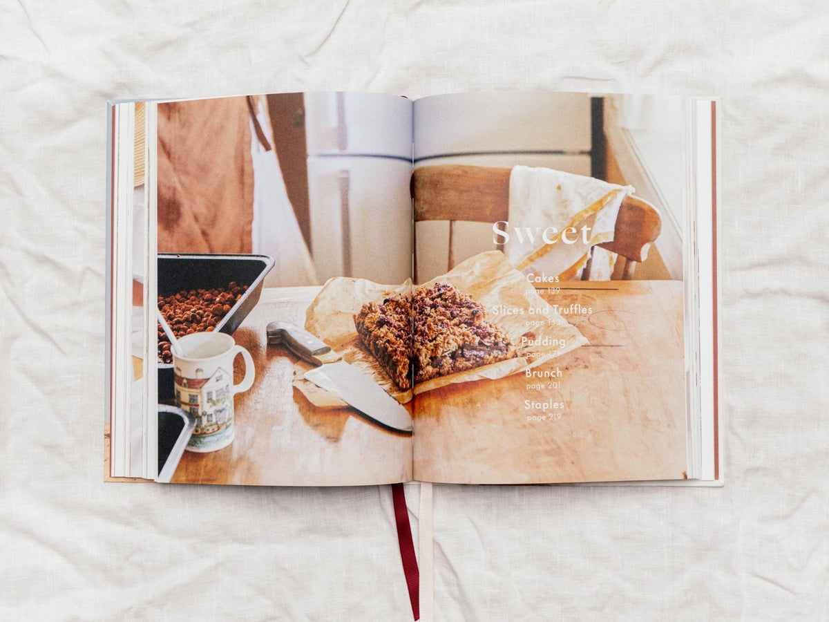Simple Fancy cookbook page spread showing a plant-based recipe