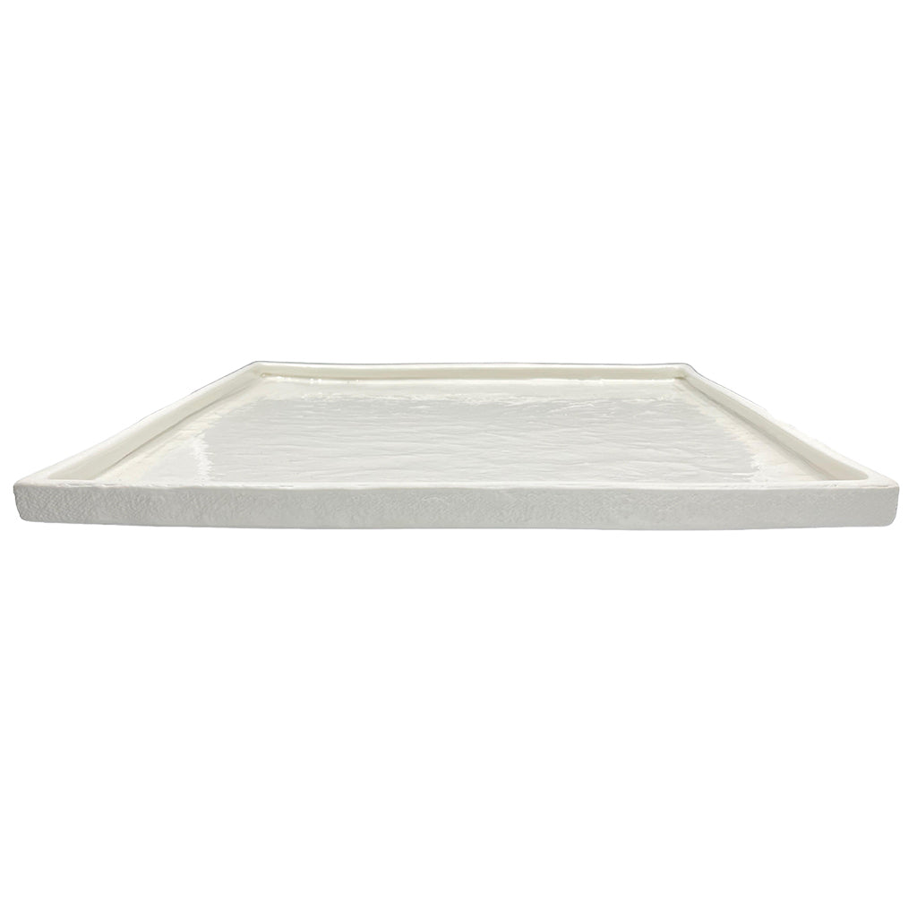 A Zakkia Burlap Square Tray Large - White with open interpretation.
