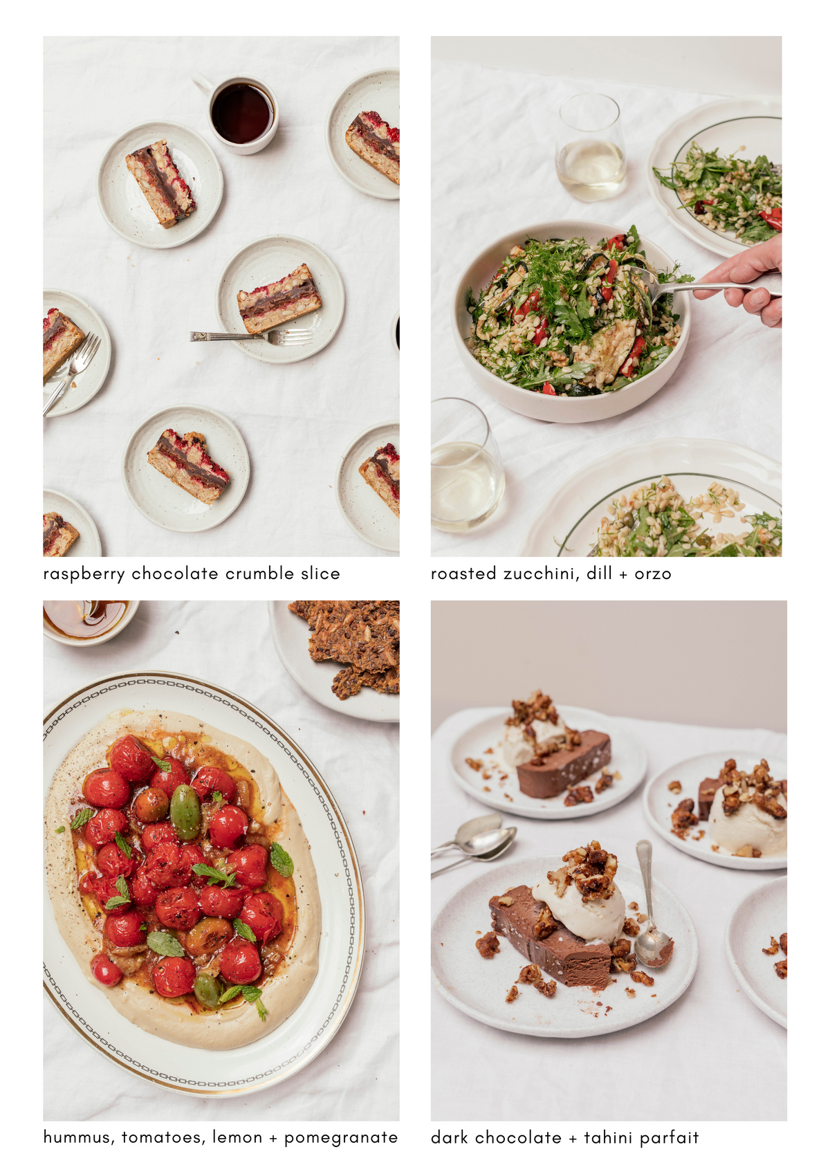 Simple Fancy cookbook page spread showing an entertaining menu