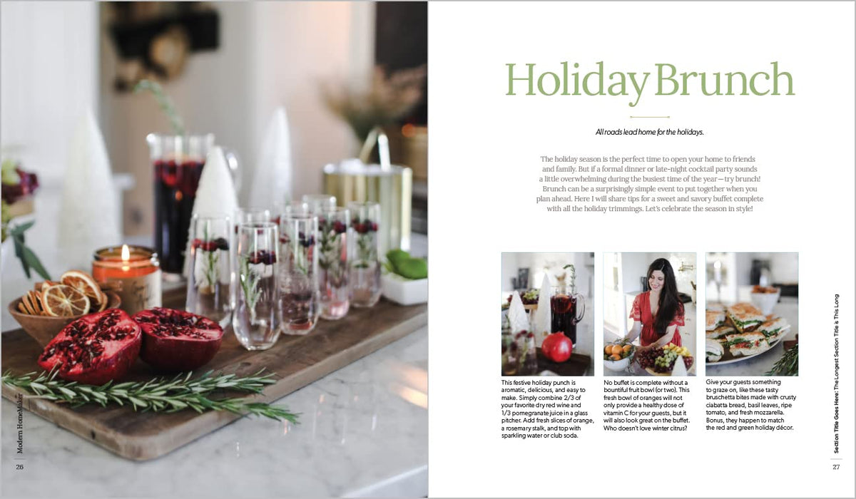 Modern HomeMaker page spread showing a decorated living room