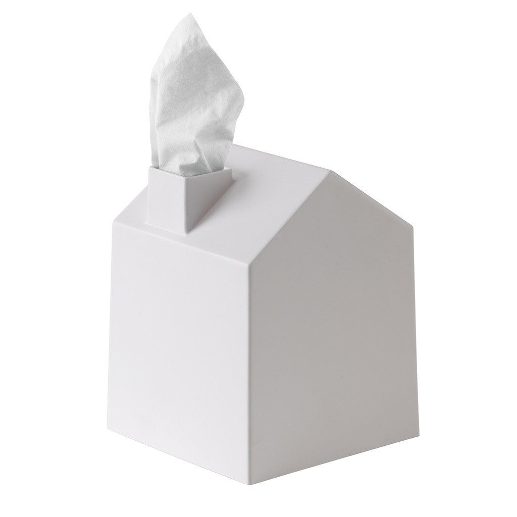 Umbra Casa tissue box cover styled on a bathroom shelf
