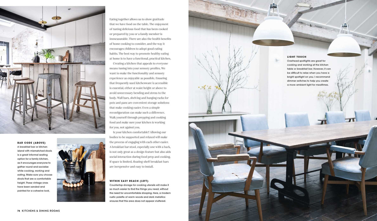 The Sensory Home page spread showing lighting guidance