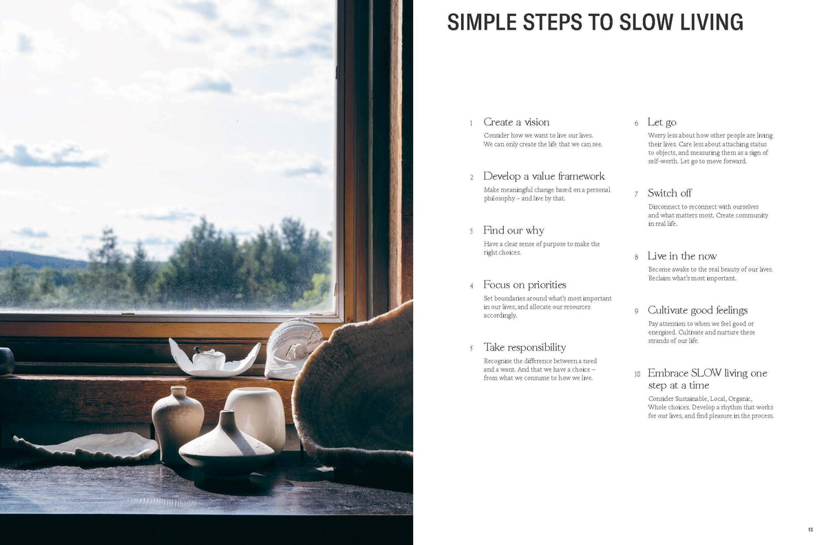 Still The Slow Home book open page spread showing interior photography