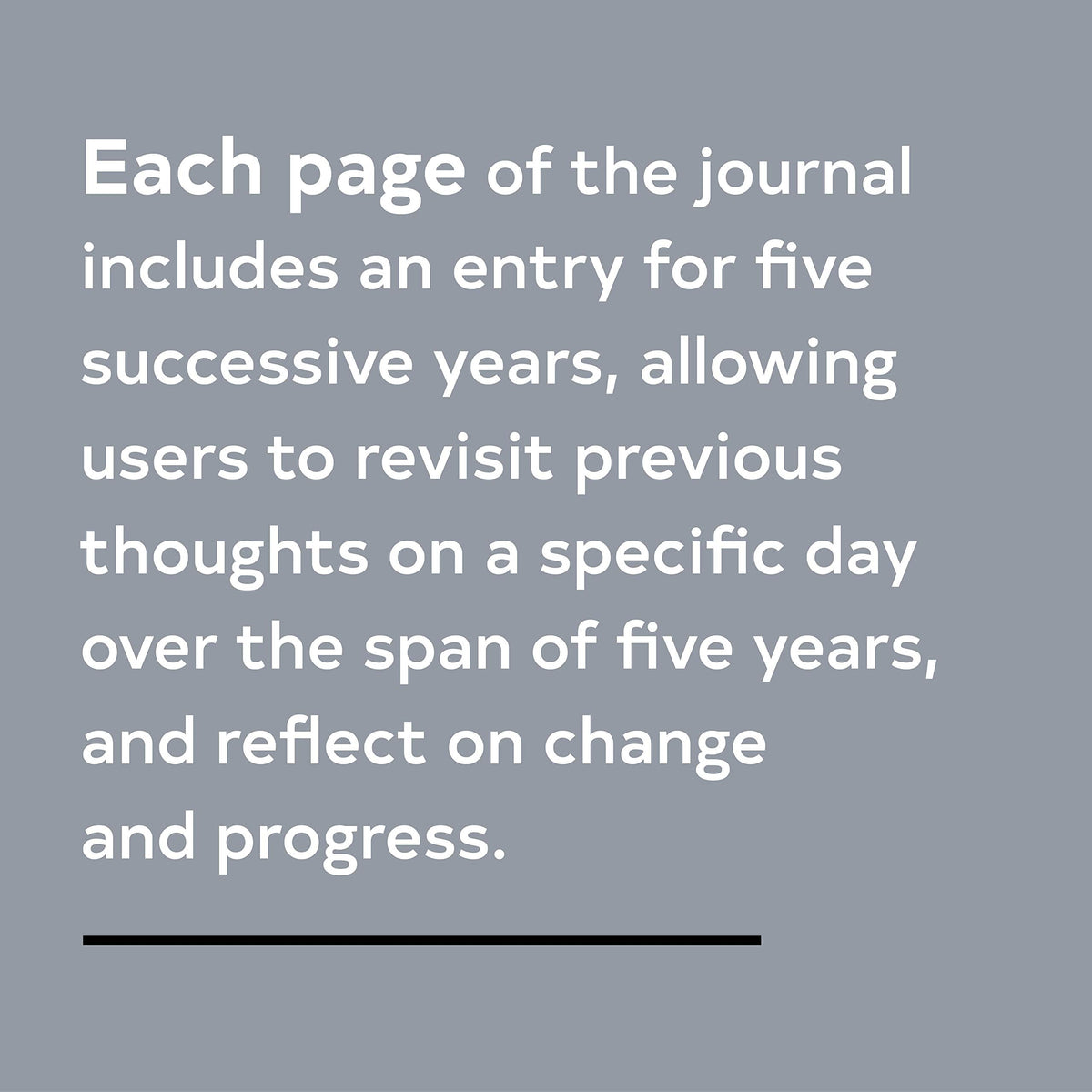 Interior page of the One Line a Day journal showing five stacked entry spaces, one for each year