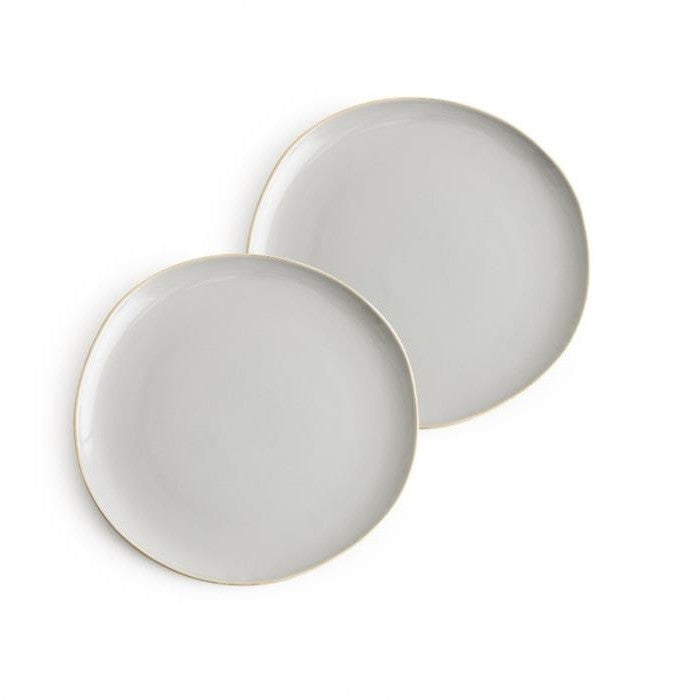 Gold edged grey plates set of two styled on a dining table