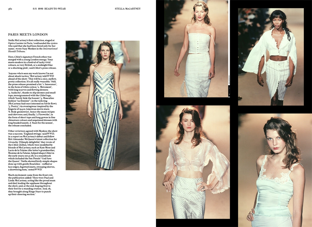 A fashion spread with several models on the CHLOE CATWALK: The Complete Collections by Books.