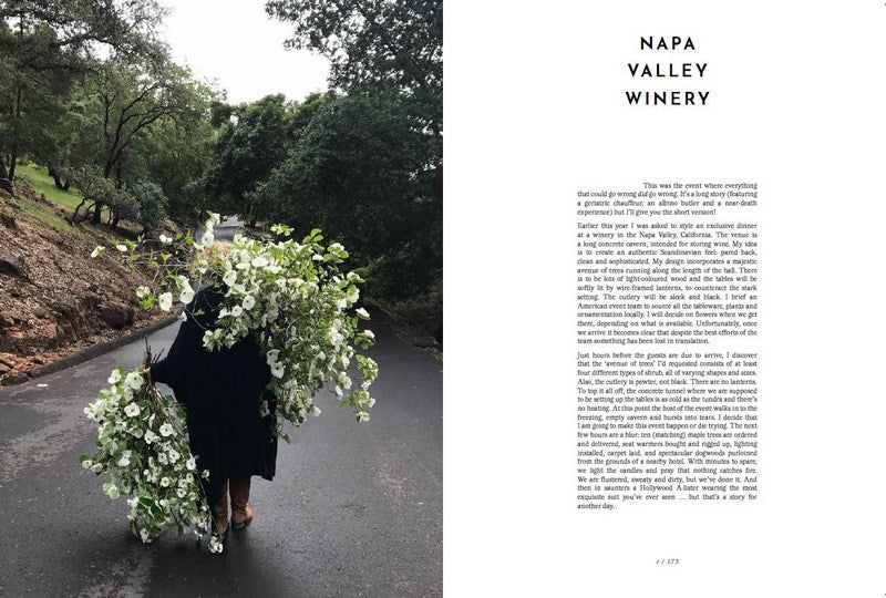 Fleur McHarg walking with a bouquet of flowers