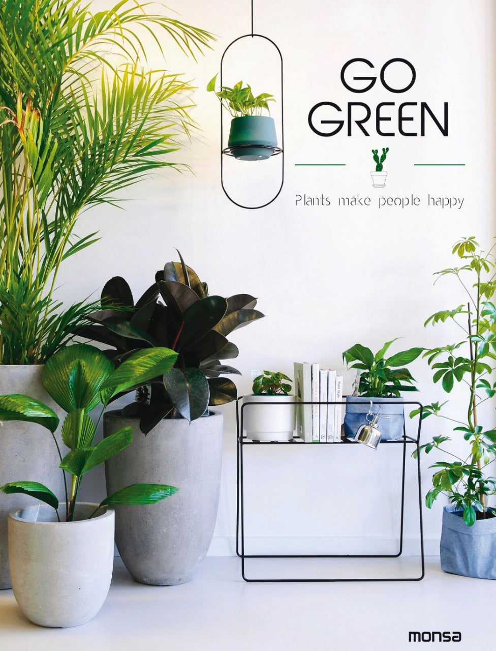 Go Green book front cover styled with houseplants