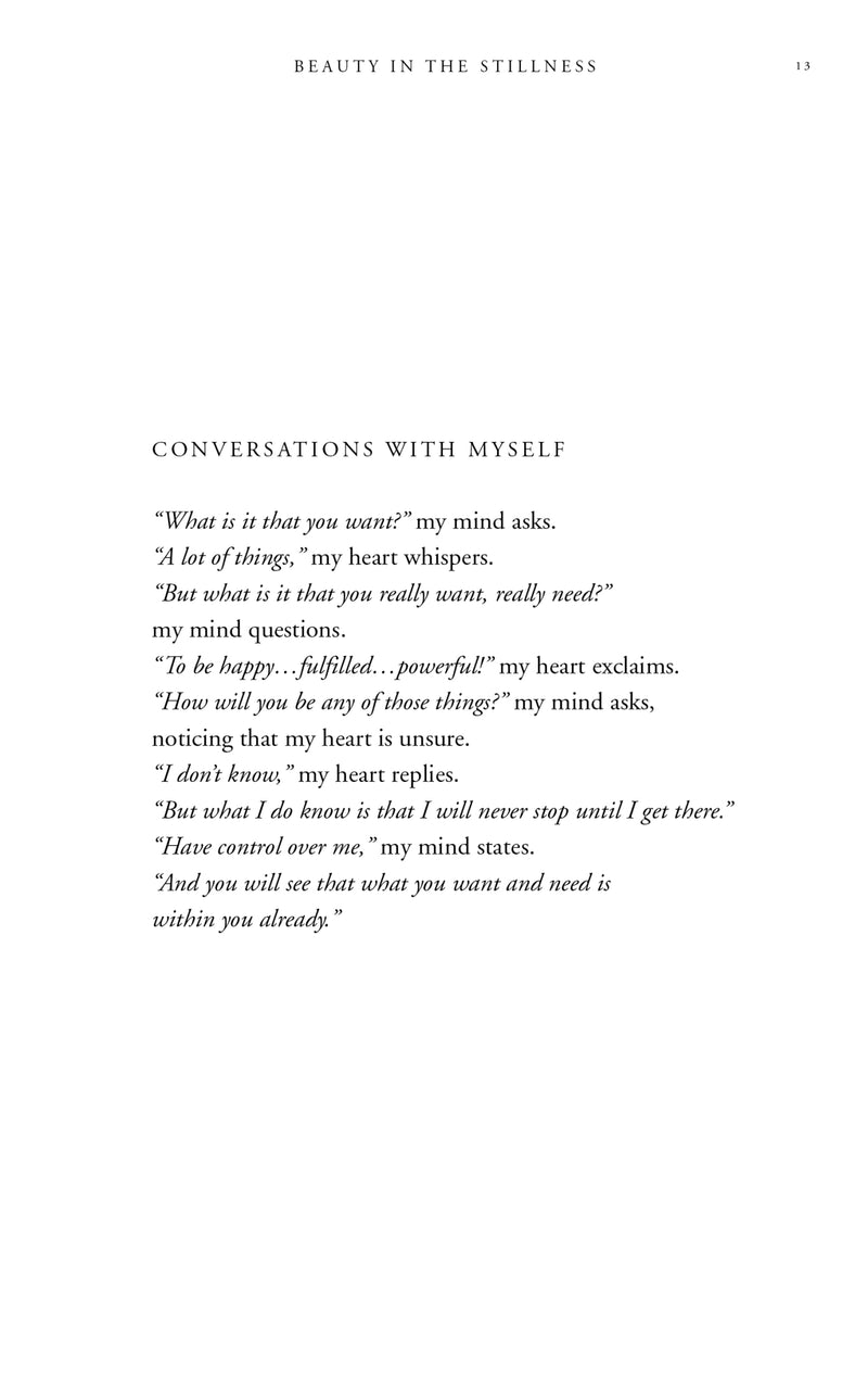 A page with the words, 'conversations with myself' from Thought Catalog's Beauty in the Stillness.