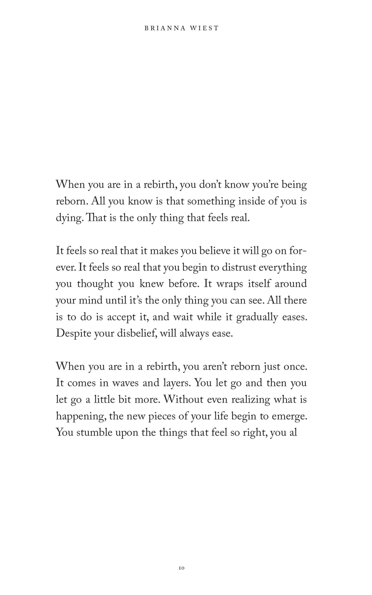 A healing "Ceremony | Brianna Wiest" quote from the "Thought Catalog" lifestyle book.