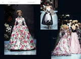 A photo of a woman in a dress with flowers on it, from the Dior Catwalk: The Complete Fashion Collections book.