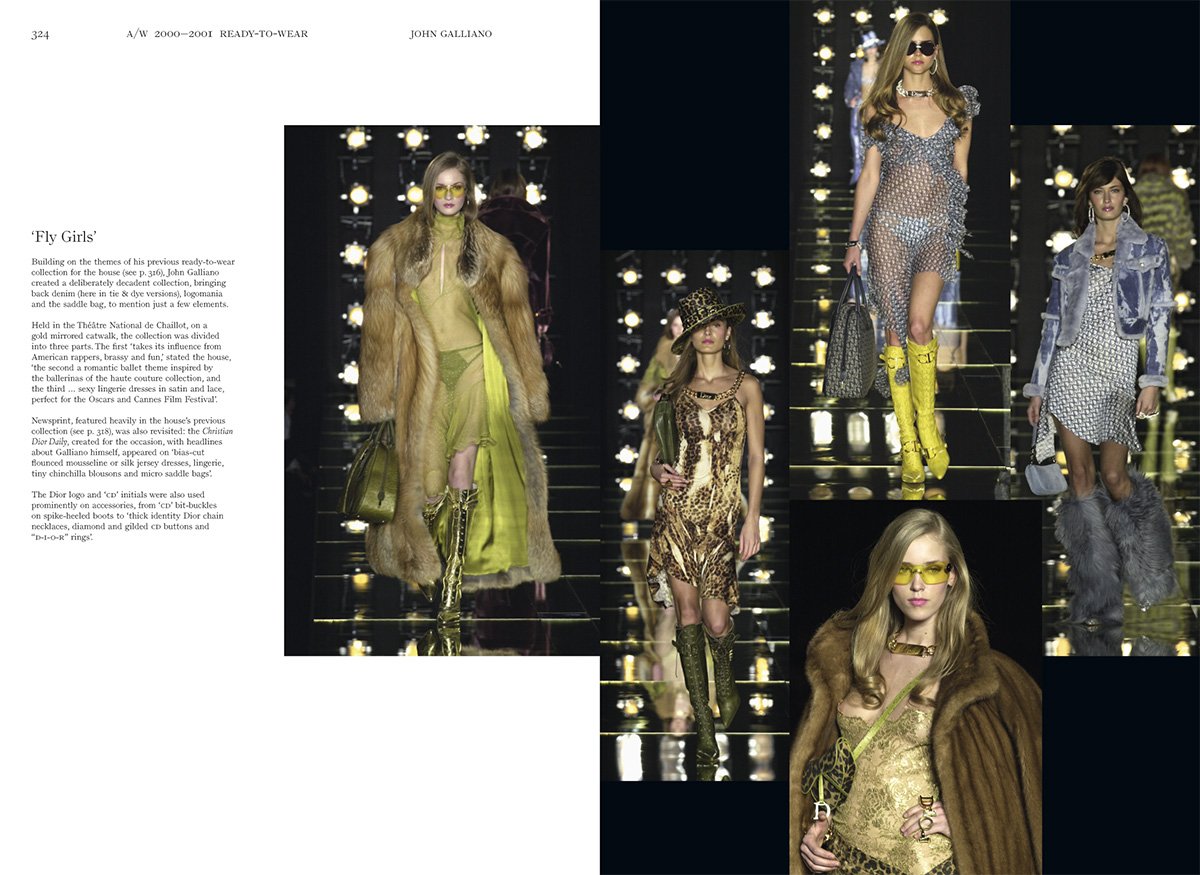 A Dior Catwalk: The Complete Fashion Collections spread with models walking down the runway, published by Books.
